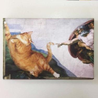 Imagem de Quadro decorativo Michelangelo A criação de adão felino. obras famosas