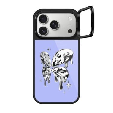 Imagem de CASETiFY Capa Glaze Ring Stand para iPhone 17 Pro [suporte/1,5 m. 1X proteção contra quedas de grau militar/compatível com Magsafe] - Borboleta cromada - preta