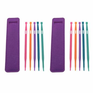 Imagem de Ruiwaer 10 peças coloridas amarelas, verdes, vermelhas, azuis, roxas, com duas capas de couro, conjunto de ferramentas de costura, faixa elástica, agulhas auxiliares, passadores de borracha