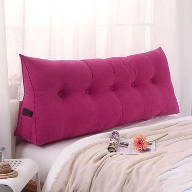 Imagem de BAGASI Travesseiro grande para cabeceira, cama, leitura, triângulo, encosto, almofada, triangular, cabeceira, suporte para cabeceira, almofada lombar, sofá, vermelho, 200 x 50 x 23 cm