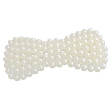 Imagem de Yinhing Presilhas de Cabelo de Pérola Falsa, Presilhas Laterais Elegantes, Acessórios de Cabelo Com Design Suave e Suave, para Mulheres, Meninas, Festa Diária de (gravata borboleta redonda)