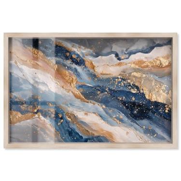 Imagem de River of Gold III Shadowbox Print Boho Gold Wall Art por Art Remedy, moldura loira, 78 x 53 cm