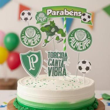 Imagem de Topo De Bolo Topper Aniversário Futebol Palmeiras - Shop da Cris
