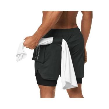Imagem de Shorts Esportivos Masculinos 2 Em 1 Para Verão, Corrida, Praia, Academ