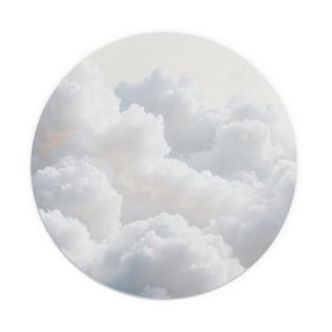 Imagem de TFKFJLF Mouse pad branco céu nuvem, pequenos tapetes de mouse redondos para mesa, mouse pad de viagem para laptop sem fio, tapete de mouse de computador para casa e escritório, acessórios de mesa de