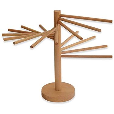 Imagem de Abizarch Estante dobrável para secar massas de madeira com suporte de espaguete com 16 varões de suspensão, cabide de macarrão fresco caseiro, fácil armazenamento e configuração rápida, suporte