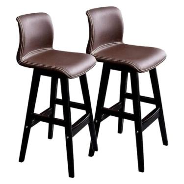 Imagem de WYNSJDBB Conjunto de 2 cadeiras de bar, cadeiras de bar com moldura de madeira maciça, banquetas de bar estofadas de couro PU, banquetas ergonômicas de cozinha (72 cm)