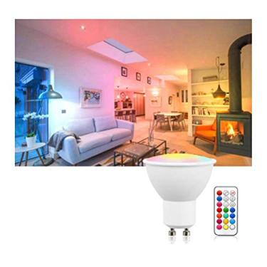 Imagem de Ymiko Refletor LED GU10 Com Mudança de Cor Com Controle Remoto, Lâmpada RGBW de 3 W, 2 Modos, Função de Temporizador para Festas, Palcos e Bares (GU10#39)