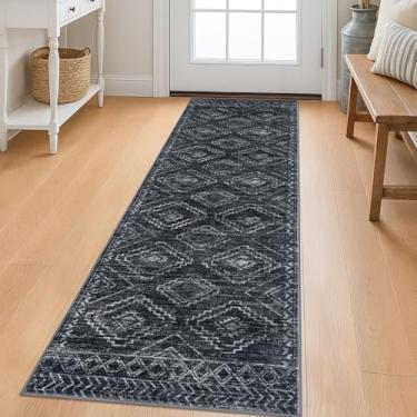 Imagem de KILOCOCO Tapete de corredor de cozinha Boho 5 x 15 cm lavável, corredores macios para corredores, antiderrapante, estampado, envelhecido, tapete de lavanderia, tapete de pelo baixo para entrada/quarto