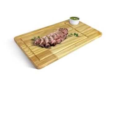 Imagem de Tábua de Carne para Churrasco em Madeira com Bandeja Coletora e Porta Molho Integrado para Servir e Preparar Alimentos (SEM BANDEJA)