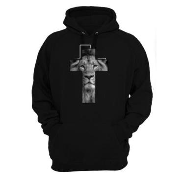 Imagem de Blusa Agasalho Moletom Infantil Cruz Leão de Judah Fé Cristão Evangeli