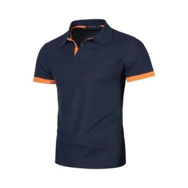 Imagem de Camisa Polo Masculina Leve De Cor Sólida Com Manga Curta Para O Verão,