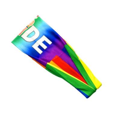 Imagem de Faixa de cabelo elástica arco-íris lavagem facial acessórios de cabelo absorvente de suor faixa de cabelo esportiva doce stretch arco-íris (estilo 1)