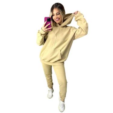 Imagem de Conjunto moletom calça e capuz feminino e masculino unissex inverno - 