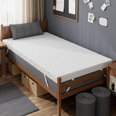 Imagem de Colchão de espuma viscoelástica de gel de 10 cm Twin GG – capa removível e lavável, colchão de espuma viscoelástica de resfriamento Topepr Pad alívio de pressão e antiderrapante