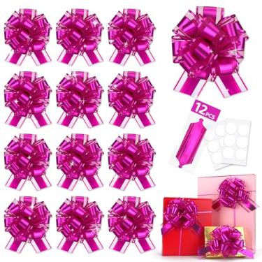 Imagem de Grande laço rosa rosa para embrulho de cesta de presente, laços de presente de Natal, laço de fita para enfeite de árvore de Natal, garrafas de vinho, buquê de flores, decoração de festa do dia dos