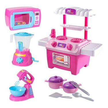 Imagem de Cozinha Infantil Fogão Microondas Batedeira Gira Verdade - BS TOYS