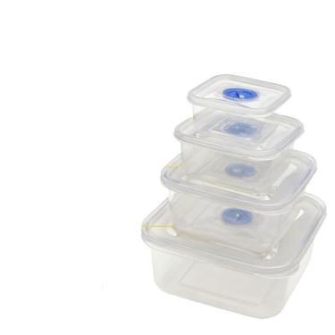 Imagem de Kit 6 Tigelas Inox Com Tampa Potes Redondos 340ml a 1400ml Lancheira Jogo de Pote Hermético(Kit 4 - Quadrado（plástico）)