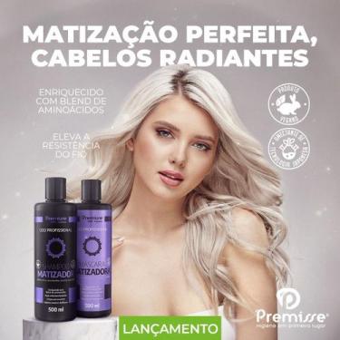 Imagem de Shampoo E Máscara Matizadora Cabelo Branco Descolorido Amarelado 1 Lit