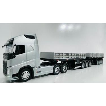 Imagem de Conjunto Bitrem Grade Baixa 3x3 Escala 1:32 Volvo FH500, Prata