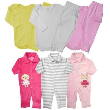 Imagem de Kit Roupa de Bebê 9 Pçs Macacão Plush e Conjuntos Body Mijão - Koala B