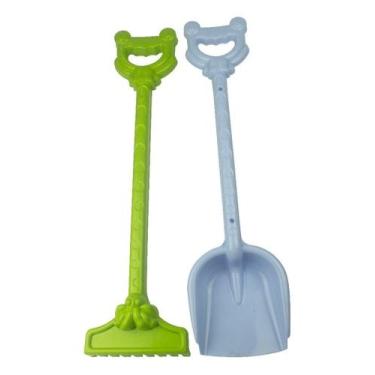 Imagem de 4 Kit Verão Praia Infantil Pá Rastelo Ferramenta Grande 45m - Plasbrin