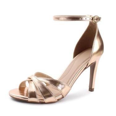 Imagem de Sandália Re&Ton Salto Fino Alto Confortável Feminina FN20 (Rose Gold, BR, Adulto, Numérico, 33)