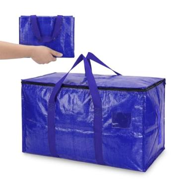 Imagem de Sacos de transporte extra grandes e resistentes com zíperes, caixas de armazenamento transparentes de 61 litros com alças reforçadas para embalagem, faculdade, organização doméstica e armazenamento de