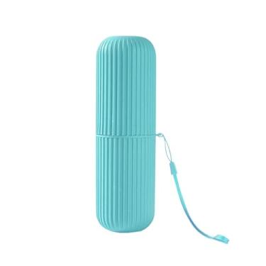 Imagem de Estojo Porta Escova e Pasta Dental para Viagem – Necessaire Plástica Multiuso com Alça para Escola e Bolsa(3 UNIDADES,Azul Bebê)