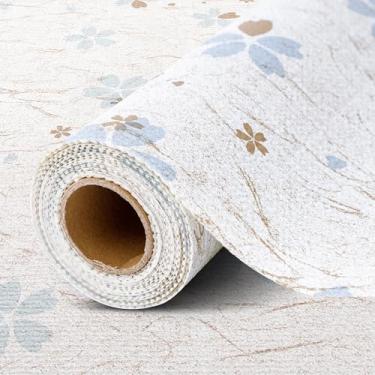 Imagem de FIFTY FEET Forro de prateleira não adesivo de 30,5 x 304,8 cm para armários e gavetas de cozinha, forro de armário de PVC antiderrapante lavável (branco floral) (5 rolos)