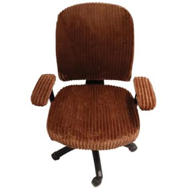Imagem de lygooh Conjunto de 4 capas de cadeira de escritório universais para computador, capas de assento extensíveis para cadeira de mesa, apoio de braço, almofada de escritório, encosto para girar (café)