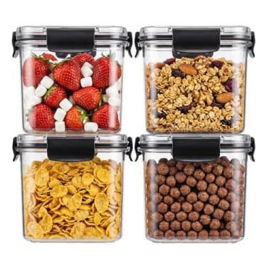 Imagem de Kit 4 Potes Herméticos 450ml Acrílico com Tampa de Vedação - Organizador de Cozinha, Dispensa e Mantimentos