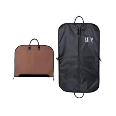 Imagem de Sacos de terno de 99 cm para viagem e armazenamento de armário - 2 pacotes de bolsas de roupa penduradas com alças para casacos, vestidos e jaquetas - capa protetora marrom elegante