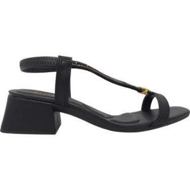 Imagem de Sandália Feminina Casual Social Dia a Dia Passeio Trabalho Verão com Strass Salto Médio Ultra Confor-Feminino