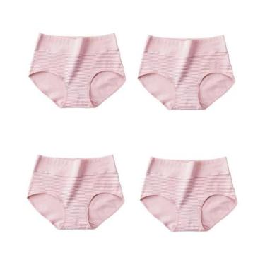 Imagem de Calcinhas De Algodão plus Size De Cintura Alta, 4 Peças, Sem Costura E