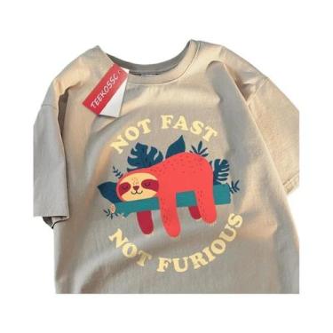 Imagem de Camiseta Hip Hop Com Estampa De Bicho-Preguiça Para Homens, Verão, Ove