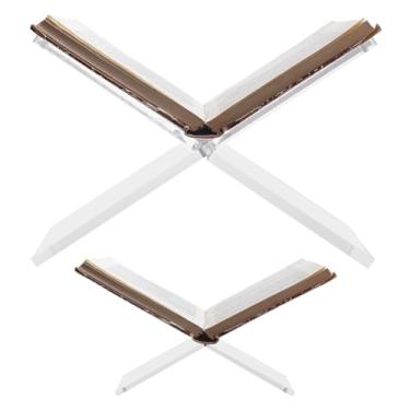 Imagem de GOMAKERER 2 peças, 2 tamanhos, suporte de acrílico para livros, suporte de leitura transparente para exibição de livros de receitas, revistas, livros didáticos de música
