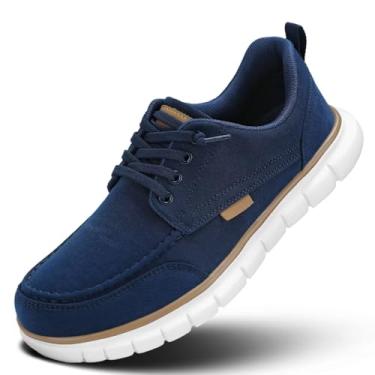 Imagem de Vooncosir Tênis de caminhada masculino, confortável, moderno, sem cadarço, para corrida, trabalho, tênis, esportivo, malha leve, Azul, 40 BR
