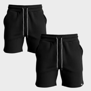 Imagem de Kit 2 Bermudas Masculina Moletom Short Dagg Algodão Lisa Com Bolsos-Masculino