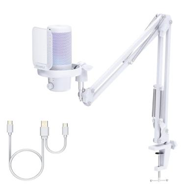 Imagem de FEELWORLD Microfone condensador VM1 USB para jogos – cancelamento de ruído, botão mudo, luz RGB para PC, PS4, PS5, podcast/YouTube/Twitch Streaming, chat online, gravação – Presente de acessórios para