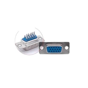 Imagem de Conector tipo fio de soldagem DB15 pino de 15 furos 3 fileiras adaptador VGA macho fêmea soquete porta serial terminal conector soldado (fêmea prateada)