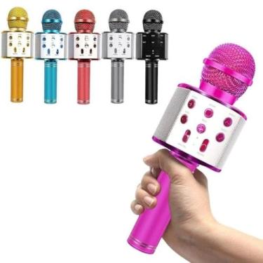 Imagem de Microfone Karaoke Bluetooth Portátil, Alto-Falante Embutido, Controle de Volume, Gravação, FM, Compatível com USB, TF Card, Múltiplas Cores