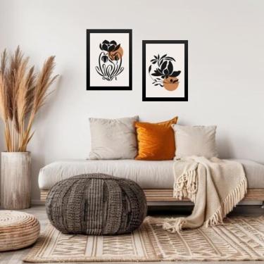 Imagem de Kit 2 Quadros Sala Arte Tribal Boho 24X18Cm