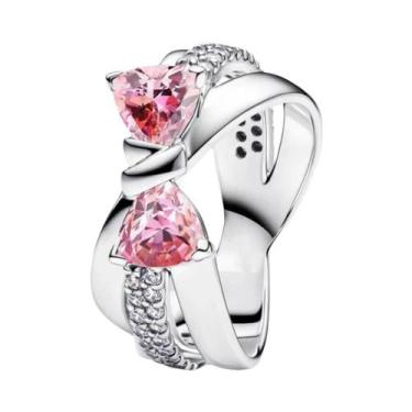 Imagem de Anel De Prata Esterlina 925 Com Laço Rosa Pérola Branca Para Mulheres,