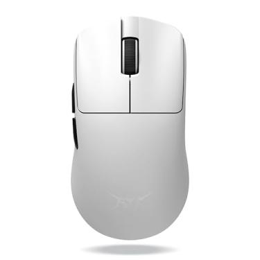 Imagem de ATK Mouse para jogos sem fio Blazing Sky F1, taxa de sondagem de 8K Hz, ultraleve 35–50g, modo duplo (2,4G/USB-C), revestimento com sensação de gelo, Leviatan edição co-marca (F1 Pro, branco)