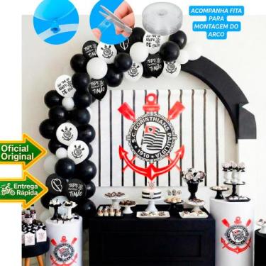 Imagem de Kit festa Corinthians Decoração Aniversário Painel+125 balão - Piffer 