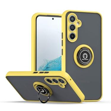 Imagem de Aikukiki Capa para Galaxy A15 5G, suporte fino para carro de grau militar, à prova de choque, antiqueda, suporte de anel embutido, capa de telefone com proteção magnética para Samsung Galaxy A15 5G