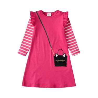 Imagem de Vestido Casual De Algodão Com Listras E Manga Longa Para Meninas, Esta