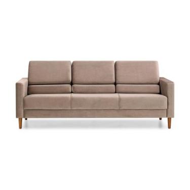 Imagem de Sofá Herval na Caixa 3 Lugares Spirit, em Veludo Bege, 202 cm