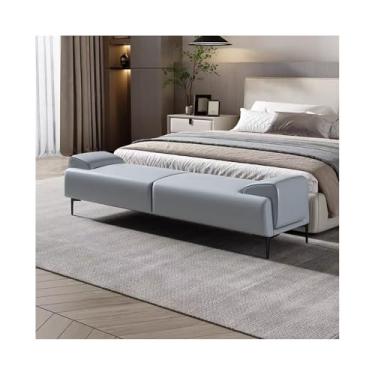Imagem de KEG801302 Banqueta de cabeceira moderna e leve de luxo para quarto, cama de alta qualidade, banco de pés, sofá, vestiário, roupas decorativas (cola)